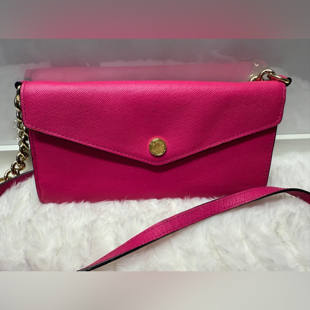 MICHAEL KORS Pink Leather WOC Crossbody Bag